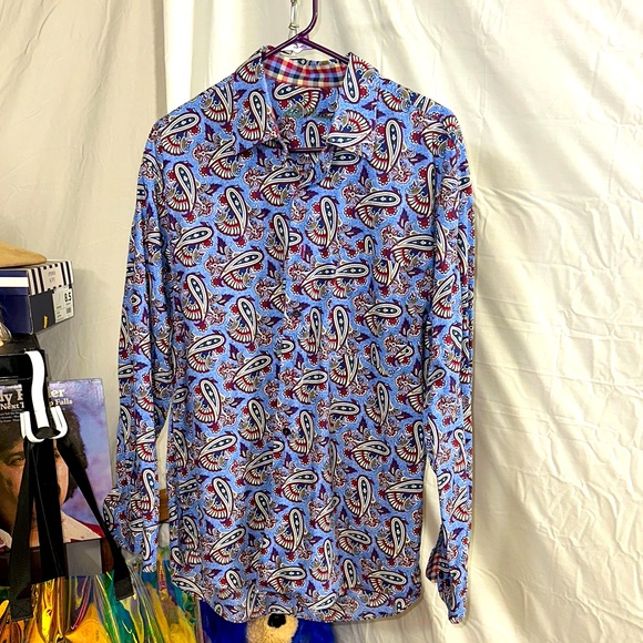 Other - Alan Flusser Men's Blue Patterned Shirt